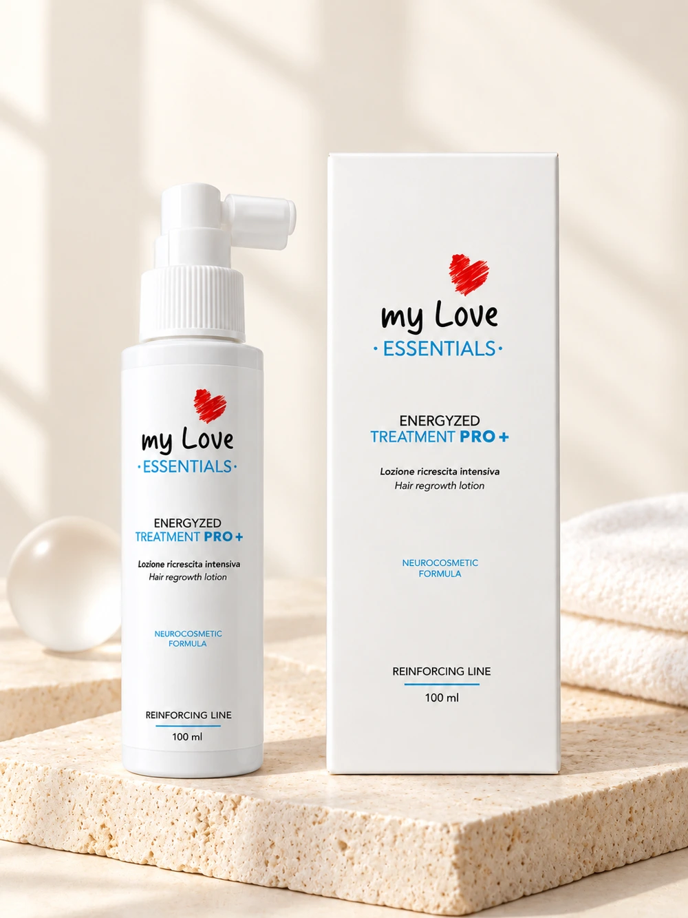 myLove Energyzed Treatment Pro+, prodotto su sfondo chiaro